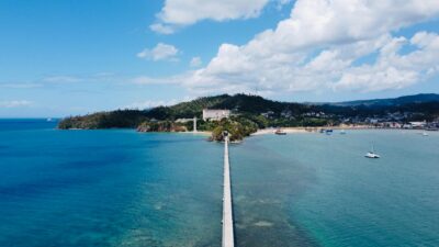 footbridge on sea shore in dominicana